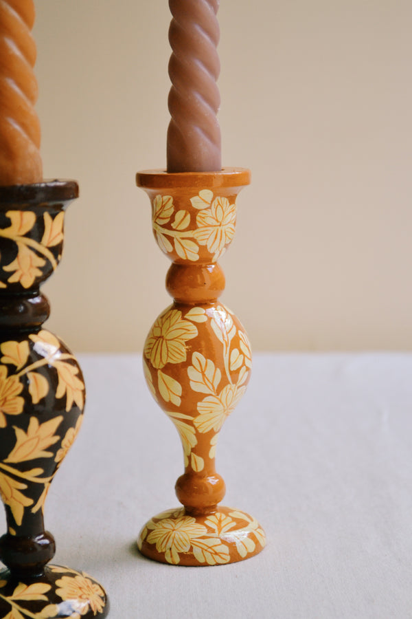 Floral Hand-Painted Candle Holder
