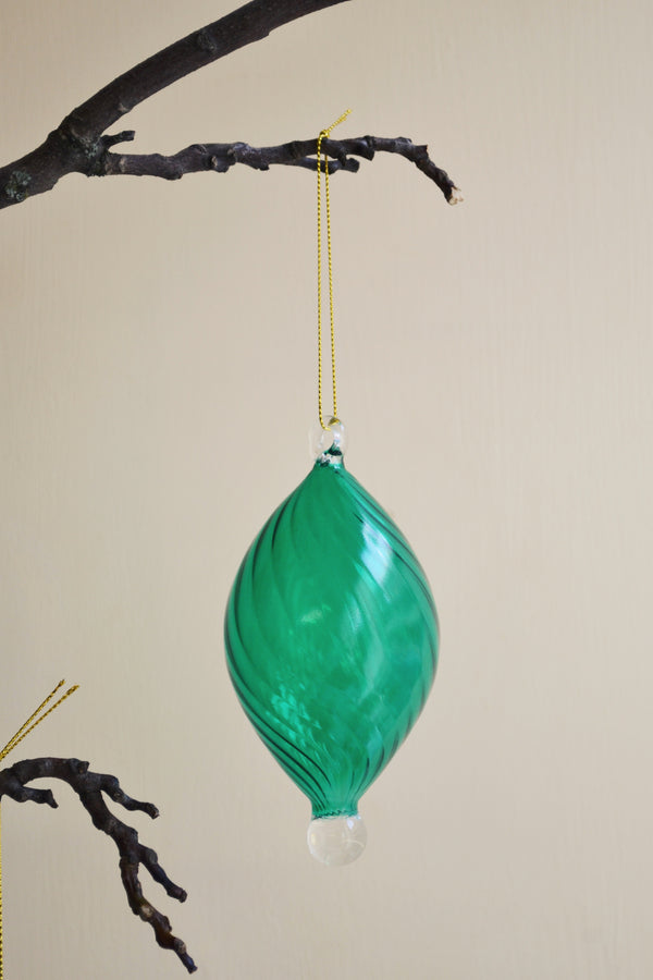 Twirl Glass Christmas Ornament - Three Colours Available