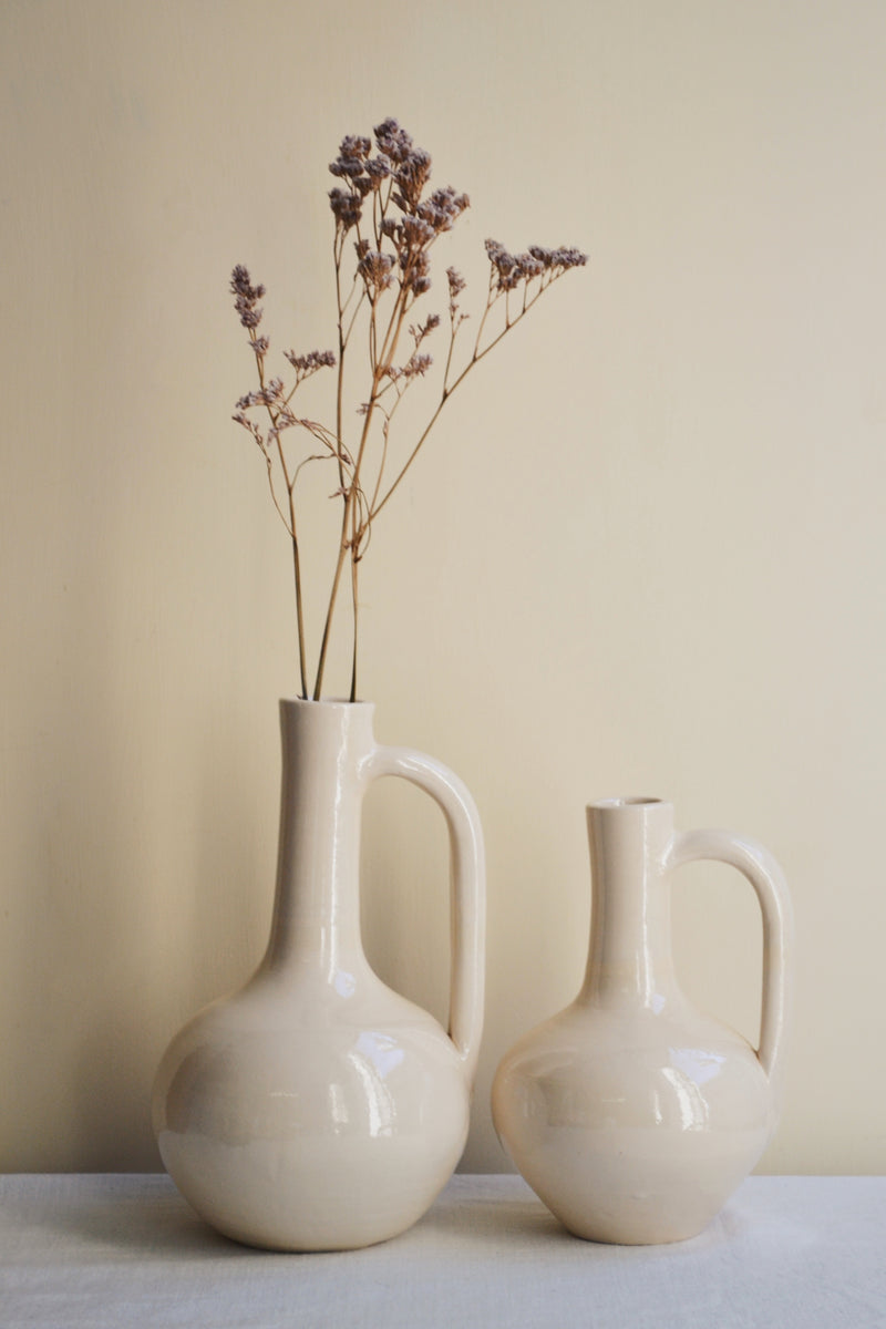 Cream Glazed Ceramic Vase - Two Sizes Available