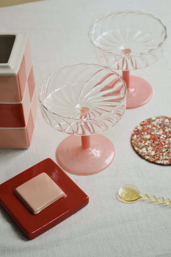 Set of Two Pink Twirl Coupes