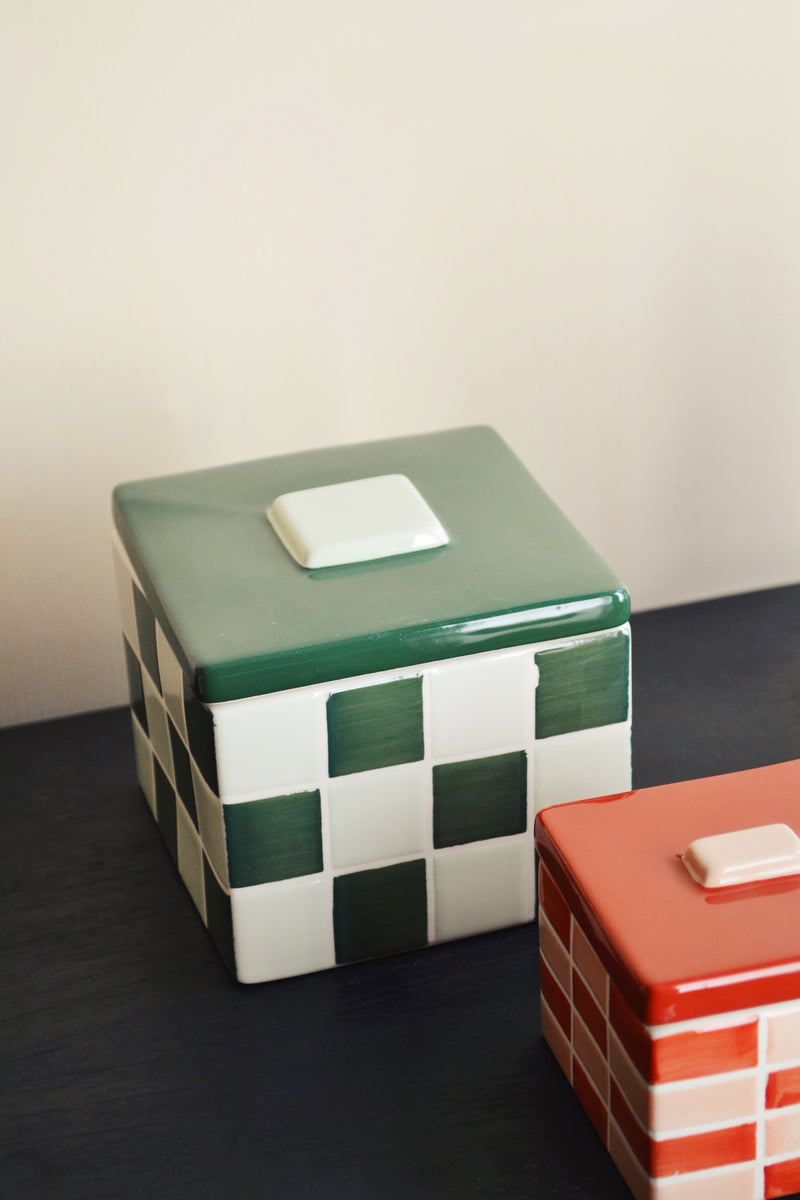 Grid Stoneware Jar - Four Styles Available