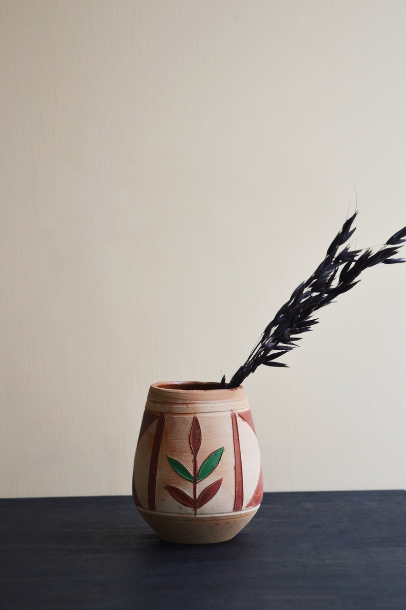 Hand Painted Flower Terracotta Vase