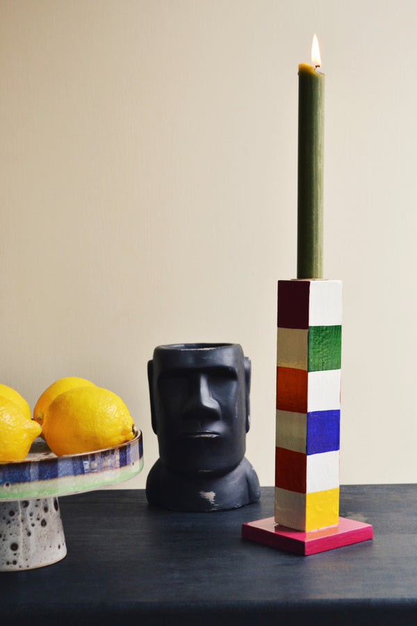 Groovy Checkered Candle Holder
