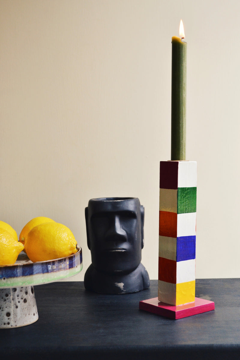 Groovy Checkered Candle Holder