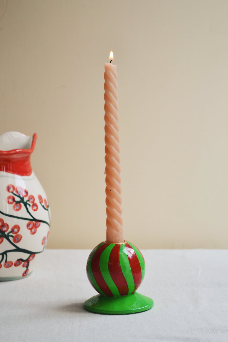 Green Twirl Candle Holder
