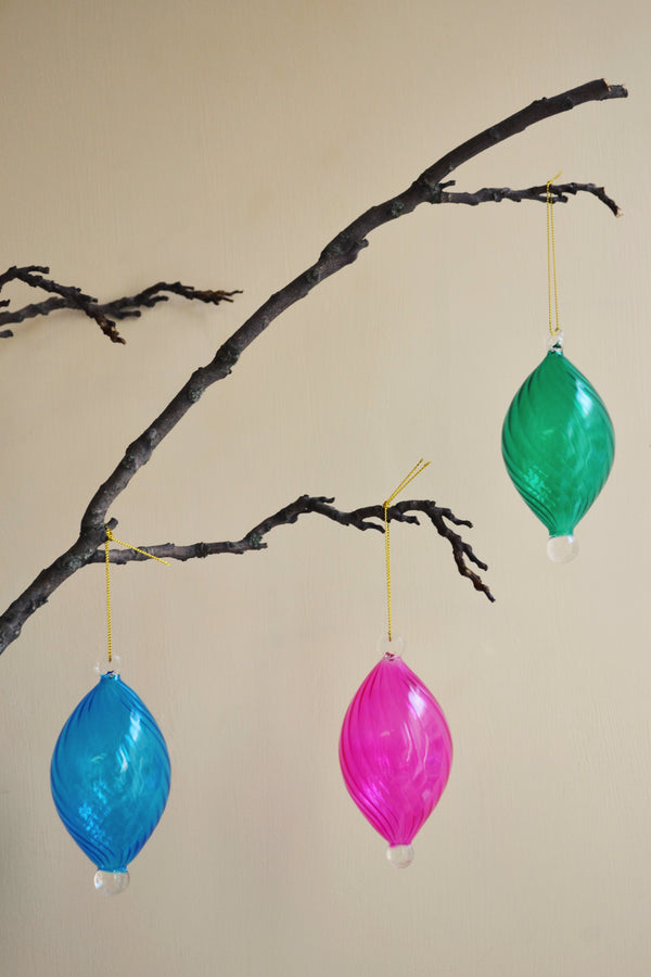 Twirl Glass Christmas Ornament - Three Colours Available