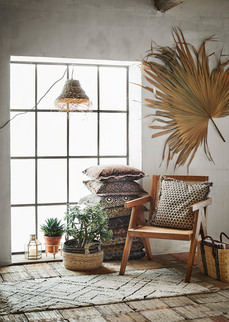 Off White and Black Tufted Cotton Runner