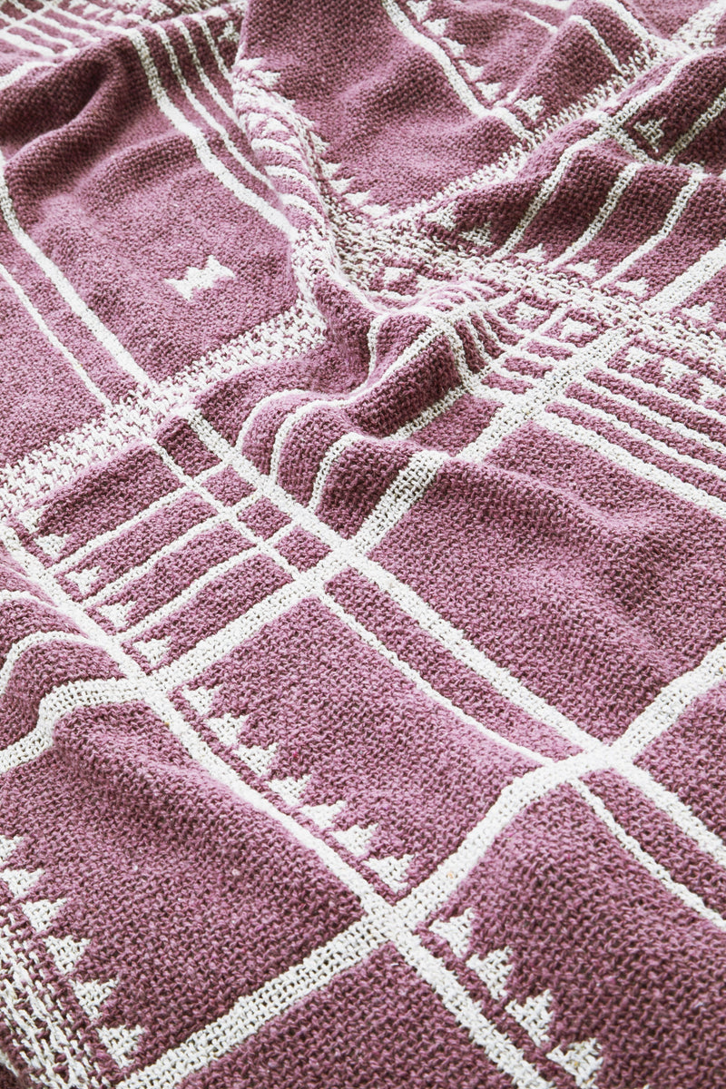 Pink and Off White Woven Throw