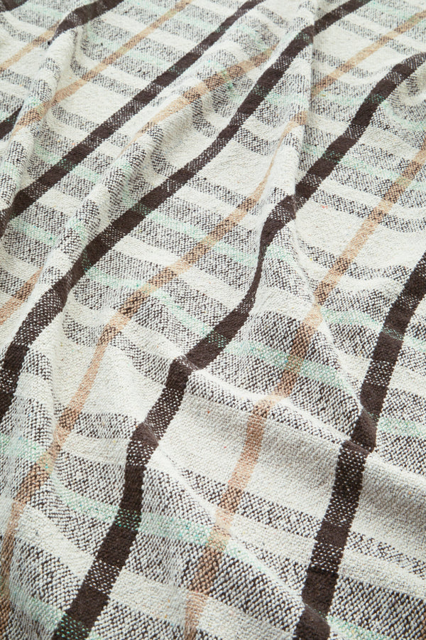 Sand, Coffee, Beige, Green Check Recycled Cotton Throw